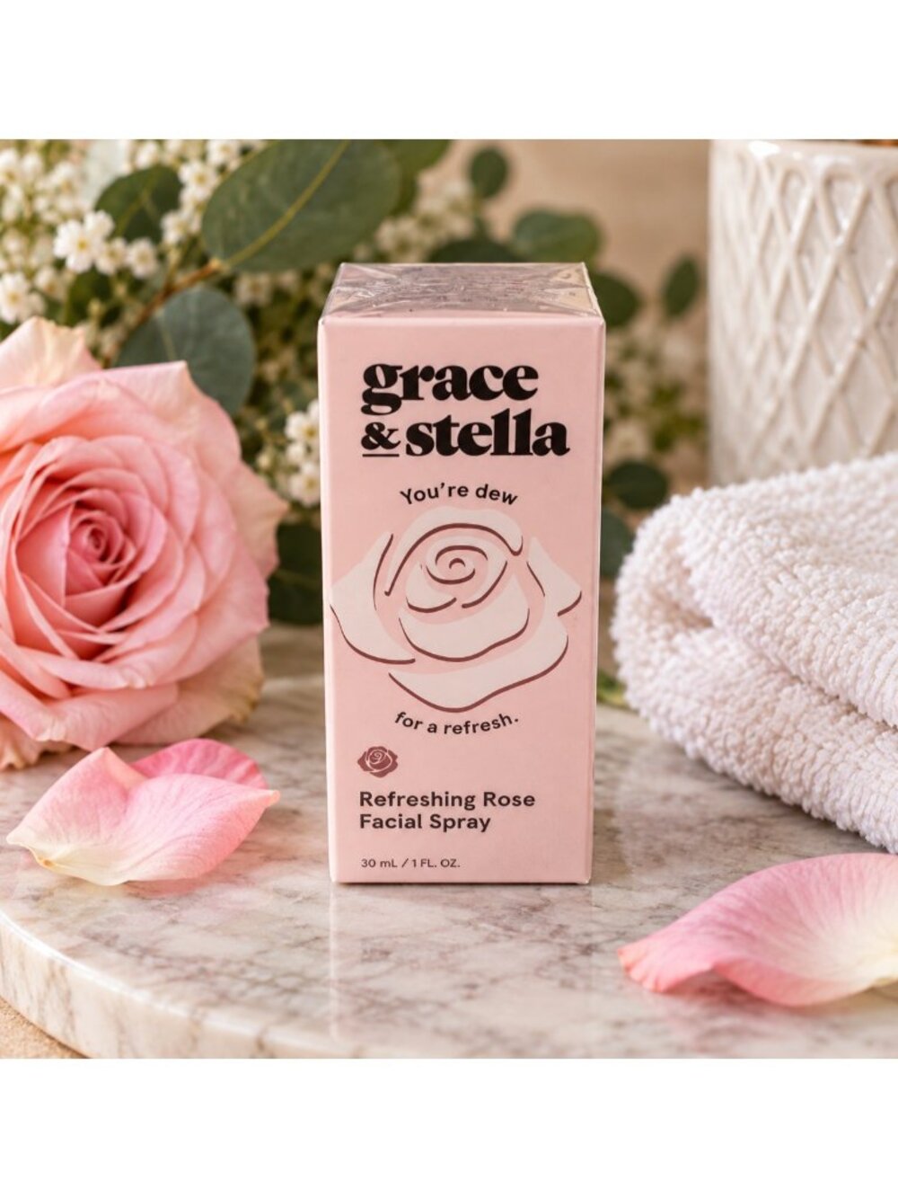 Grace & Stella Refreshing Rose Facial Spray 1 oz Hydrating Face Mist Sealed 2029